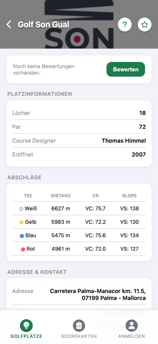 Platzdetail Golf Son Gual mit Abschlägen