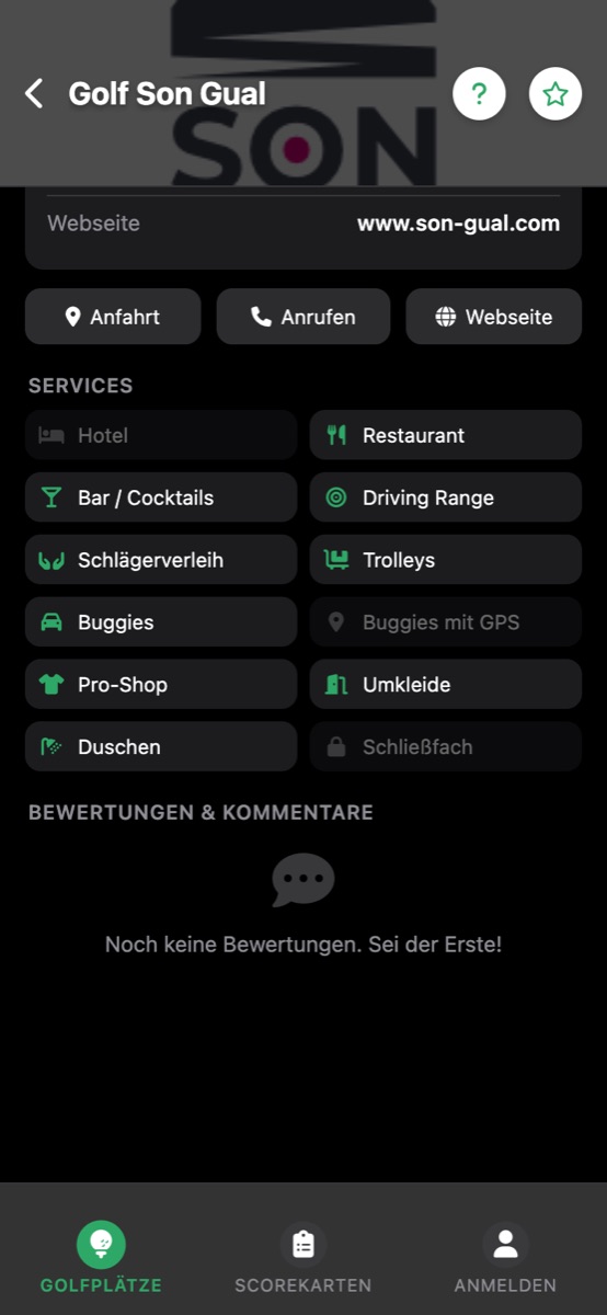 Platzdetail Golf Son Gual mit Services in der App