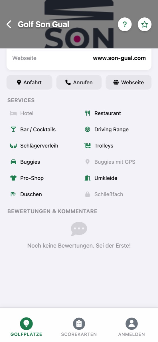 Platzdetail Golf Son Gual mit Services in der App